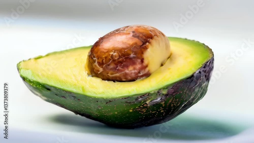 Slicing through the creamy texture of a fresh avocado in a kitchen setting