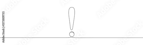 Exclamation mark continuous one line drawing. Warning sign. Vector illustration.