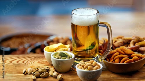 Enjoying delicious snacks and refreshing beer at a cozy gathering with friends