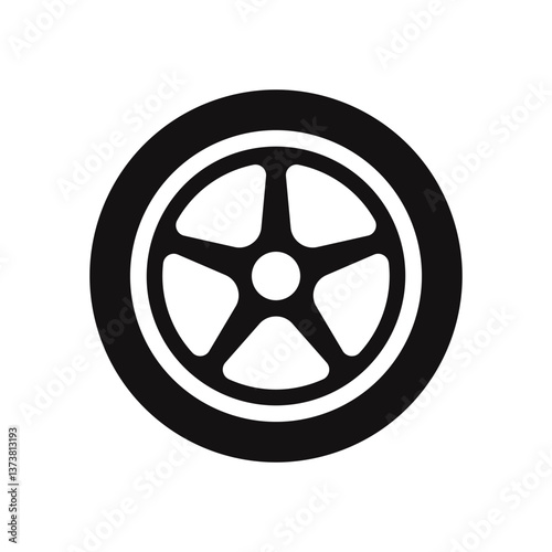 Black rubber wheel tire icon. Automobile wheels silhouette collection. Vector illustration.
