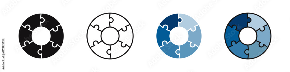 Puzzle collection. Business jigsaw round puzzle pieces set. Piece jigsaw symbol. Vector illustration. Puzzle collection. Business jigsaw round puzzle pieces set. Piece jigsaw symbol. Vector illustration.