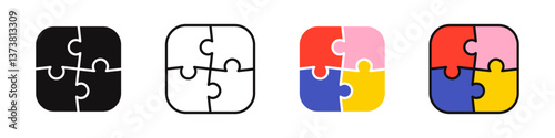 Puzzle collection. Business jigsaw round puzzle pieces set. Piece jigsaw symbol. Vector illustration.