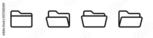 File folder icon set. Document binder symbol collection. Vector illustration.