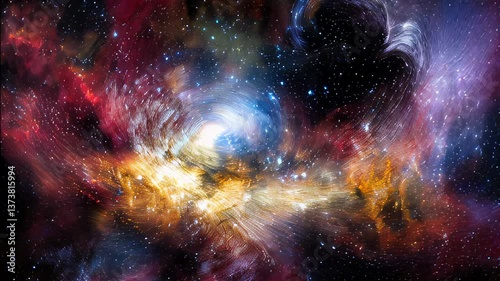 Discover vibrant cosmic wonders in an abstract space backdrop of colorful stellar formations