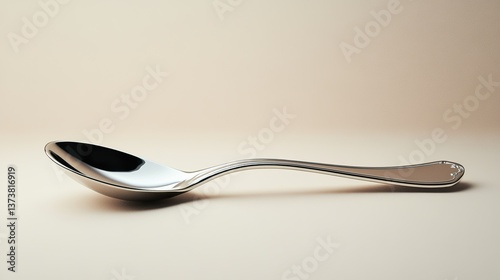 Elegant silverware presentation: a sleek spoon reflecting minimalist aesthetic