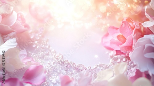 Dreamy floral background with soft pastel colors and elegant ornament