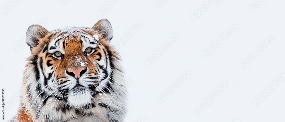 Bengal Tiger on White Background with Copyspace. Majestic Predator, Wild Beauty, Fierce Power.