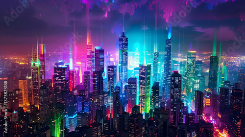 Wallpaper Mural Nighttime Cityscape Ablaze in Neon Lights

 Torontodigital.ca