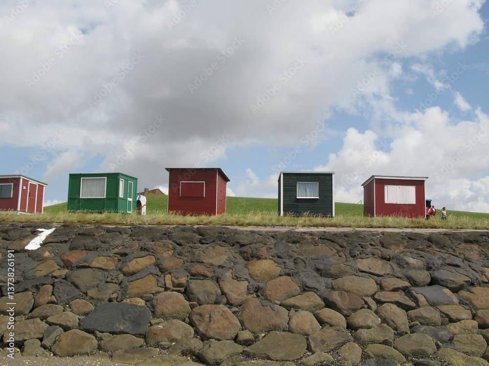 Badehäuschen an der Nordsee