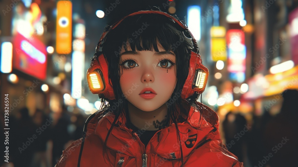 Cyberpunk Girl in Neon City Cyberpunk Girl in Neon City