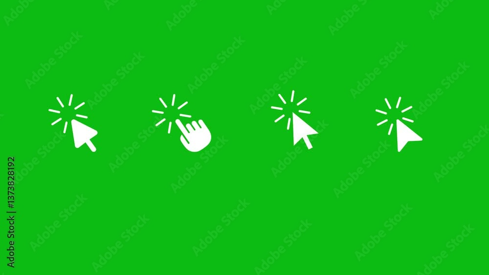 Mouse Cursor or pointer Pack on Green Screen, pop effect cursor ...