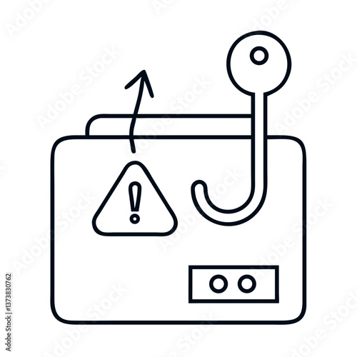 Phishing Warning Icon with Hook and Alert Symbol  