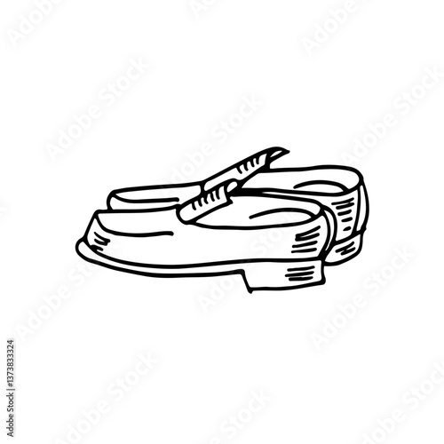 Loafers pair shoes doodle cartoon vector hand-drawn illustration.