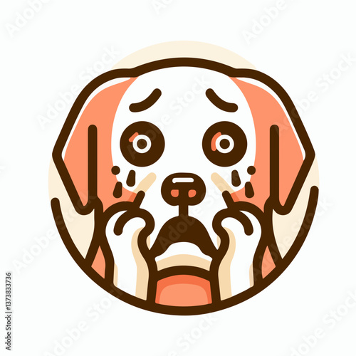 Woeful Canine Cartoon: A poignant, cartoon rendering of a dog displaying visible signs of distress, designed to elicit empathy and create an immediate emotional connection with its viewers.