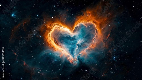 heart shaped nebula - zoom effect - mix IA and 3D