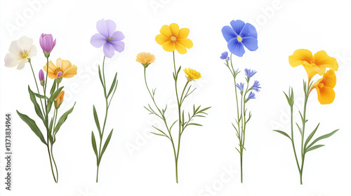 Wallpaper Mural set of sprigs of wild flowers on a light white background
 Torontodigital.ca