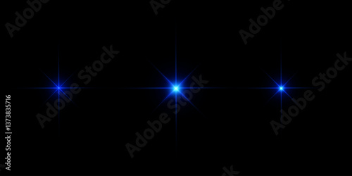 Glow effect. Blue glowing particles, stars. Vector illustration