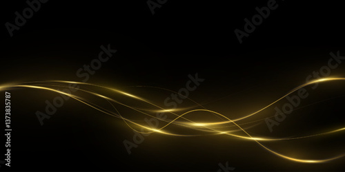 Magic golden wind png festive isolated on transparent background. Golden comet  with sparkling stars and dust. Powder dust light . Magic shining gold dust. 