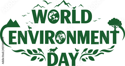 World Environment Day typography vector art illustration .