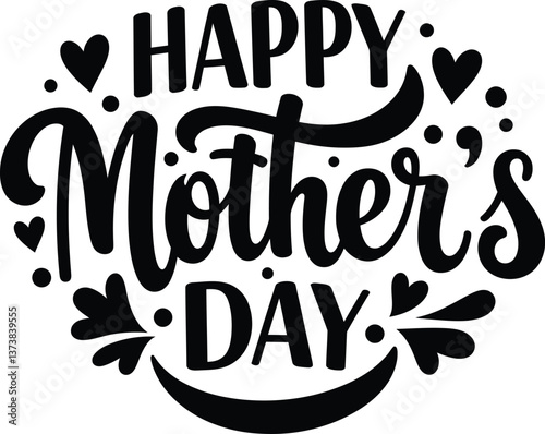Happy Mother's Day text vector design.