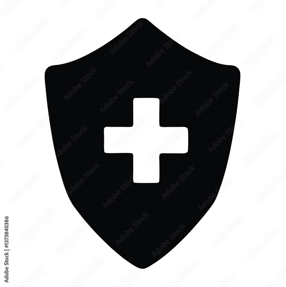 Black Shield with White Cross – High-Quality Protection and Healthcare Symbol for Security and Medical Concepts Black Shield with White Cross – High-Quality Protection and Healthcare Symbol for Security and Medical Concepts