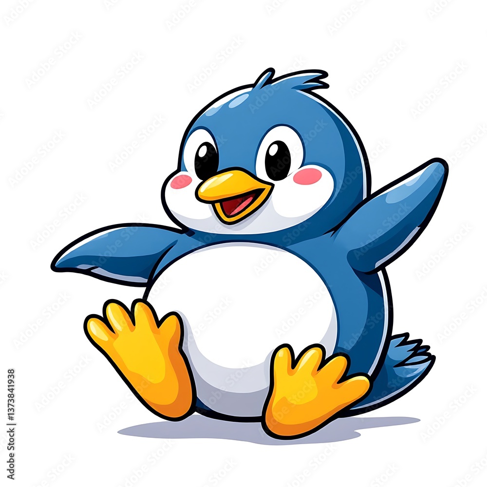 Naklejka premium penguin with ice cream