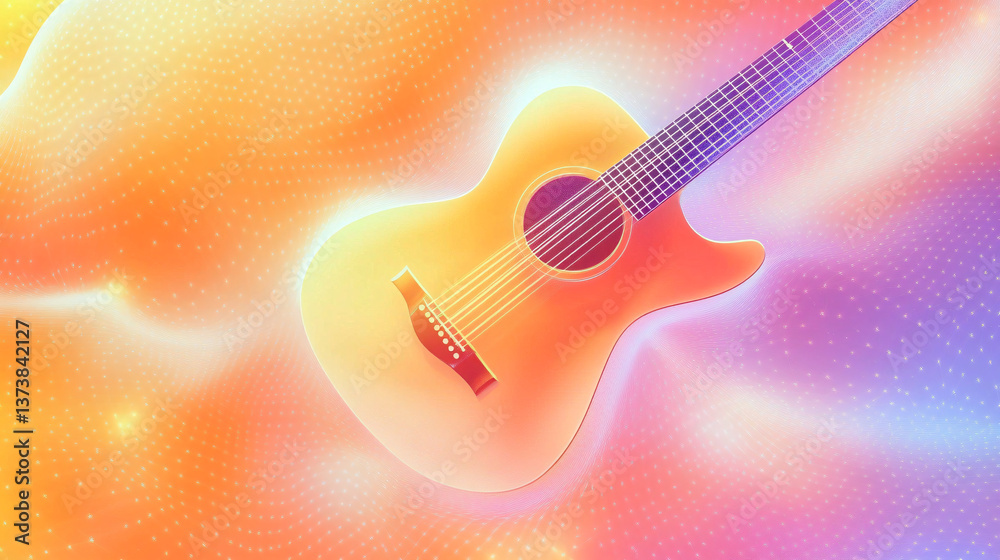 Naklejka premium Abstract background with a Guitar with a soft gradient, creating an ethereal atmosphere.