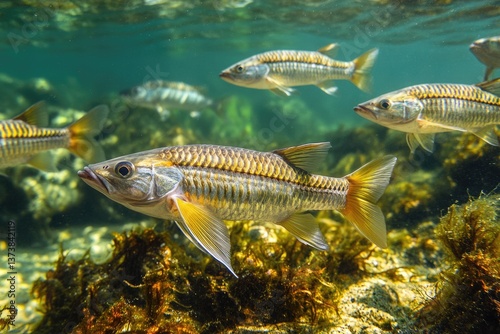Water Springs: Striped Mullet Feeding on Algae in Hunter Springs, Crystal River, Florida