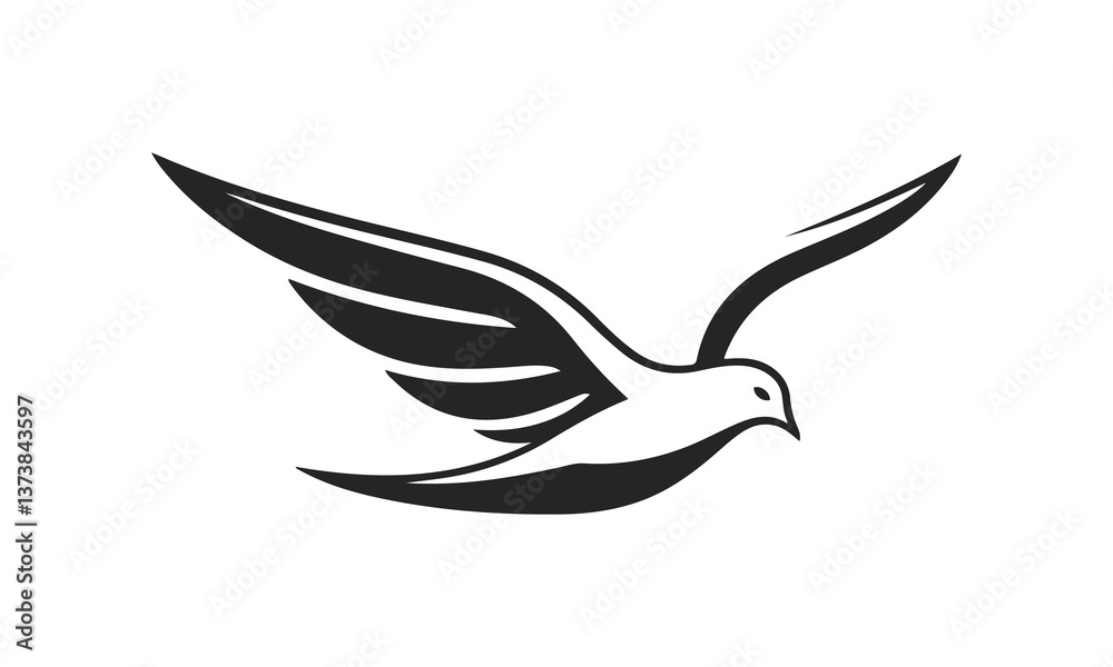 Fototapeta premium Dove logo. Bird icon template. Symbol of peace freedom and hope. Bird logo, flying dove, dove of peace, vector dove 