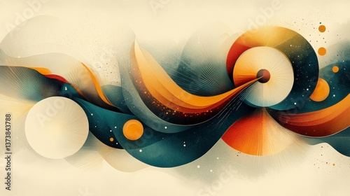 Colorful Abstract Waves with Swirling Patterns and Shapes