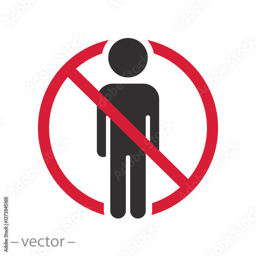 walkway closed, warning do no enter icon, caution zone, stop, flat vector illustration