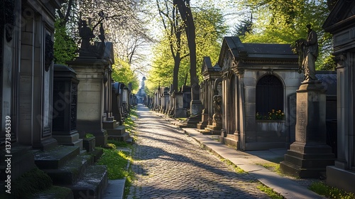 Captivating View of the Historic Pere Lachaise Cemetery in Paris, France