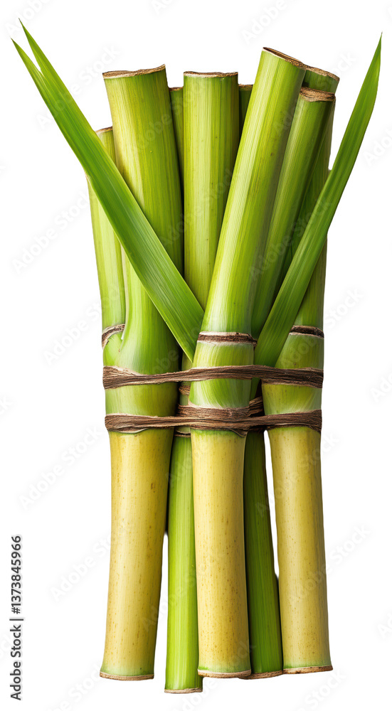 Fototapeta premium Bundle of fresh sugarcane stalks tied together