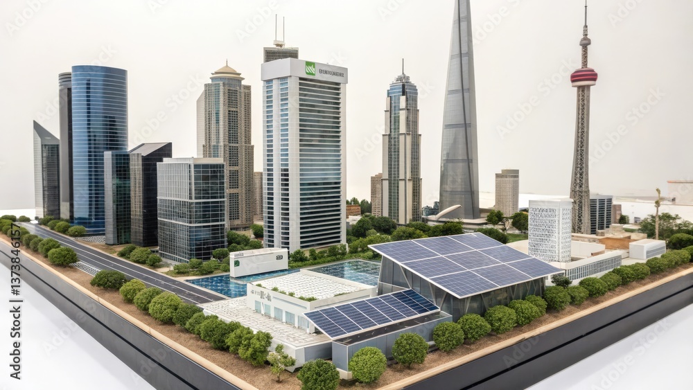 Obraz premium Architectural Model of Modern Cityscape