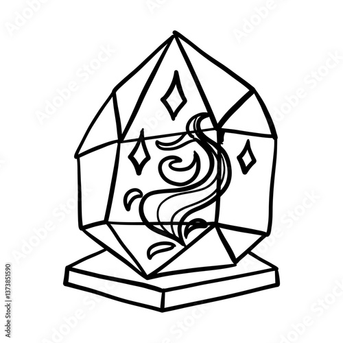 magic crystal with a magical haze inside in doodle style. It is suitable fantasy projects depicting magic and mysticism. Ideal for use in books, games, the design dark or mysterious stories. Halloween