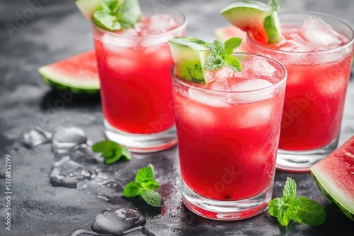 Wallpaper Mural Watermelon Agua Fresca. Refreshing Mexican Melon Drink Served Cold in Glasses Torontodigital.ca