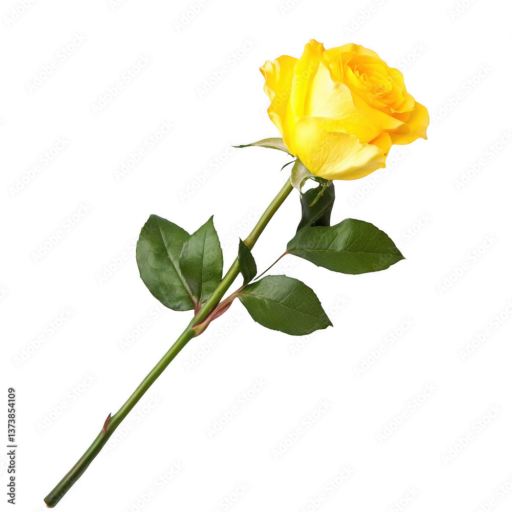 Obraz premium Yellow rose isolated on a white background, png