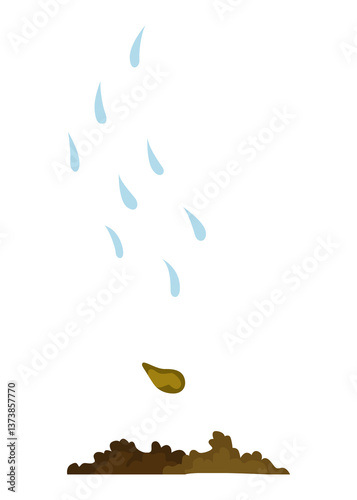 Obraz na płótnie Stage of tree growth. Watering the seeds from cloud rain. Illustration of business cycle development w salonie