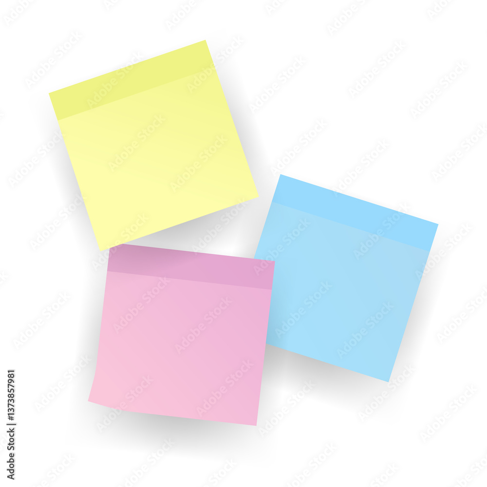 Paper notes stickers. Place for memo messages on paper sheets. Blank sticky place for to do list and office notice or information board