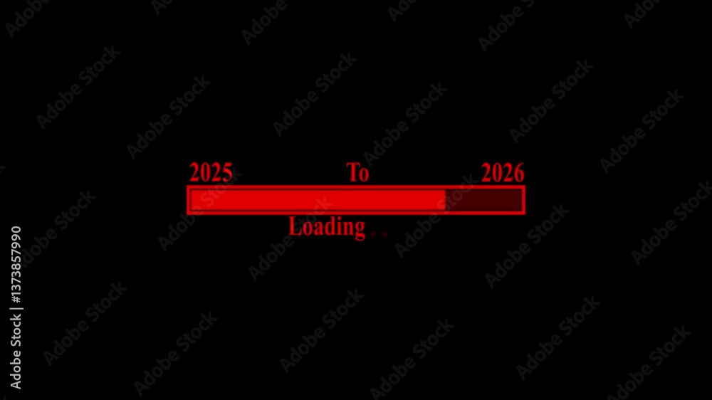 New year 2026 loading bar animation transition loading bar form 2025 to 2026. Loading bar from 2025 to 2026 new year transfer animation. Almost reaching New Year ,beginning, bright, business, c