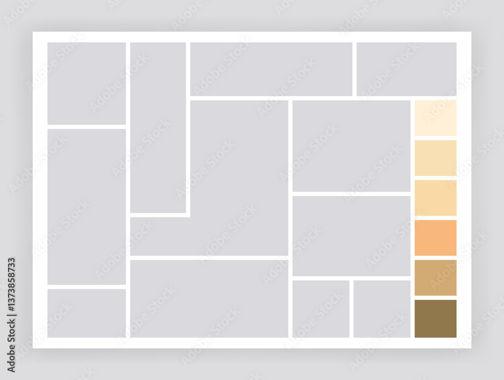 Photo collage template. Album brand board, set portfolio images. Mood board background. Mosaic picture frame. Gallery banner. illustration
