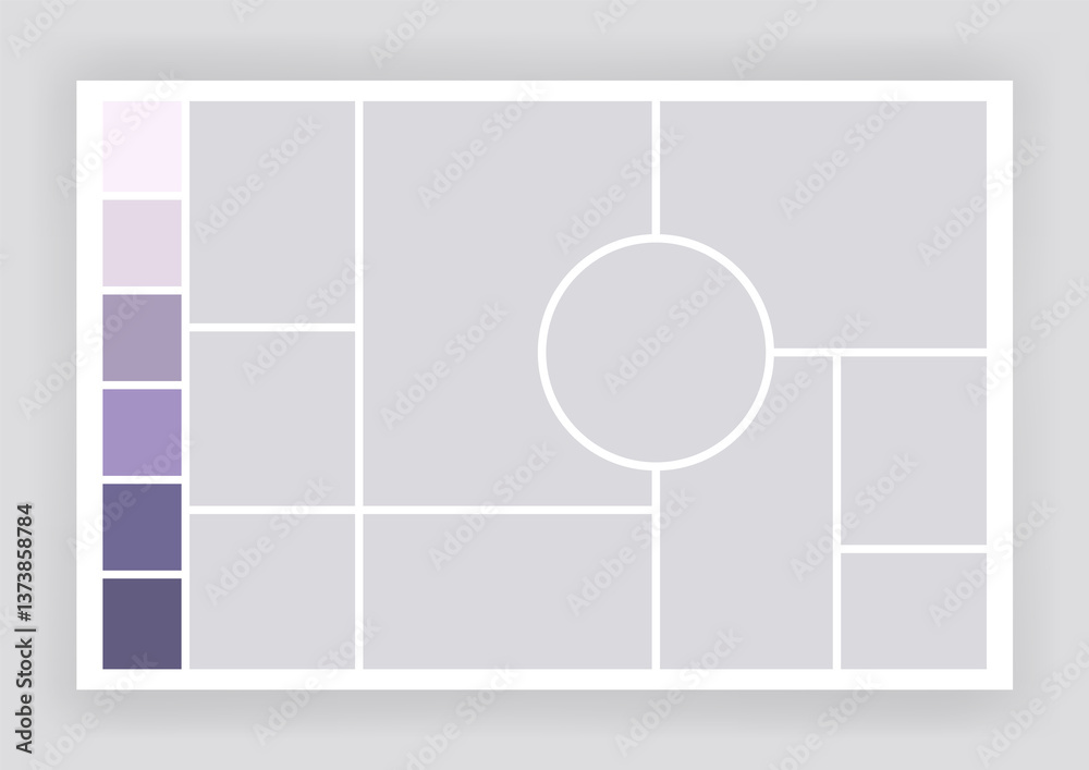 Photo collage template. Album brand board, set portfolio images. Mood board background. Mosaic picture frame. Gallery banner. illustration