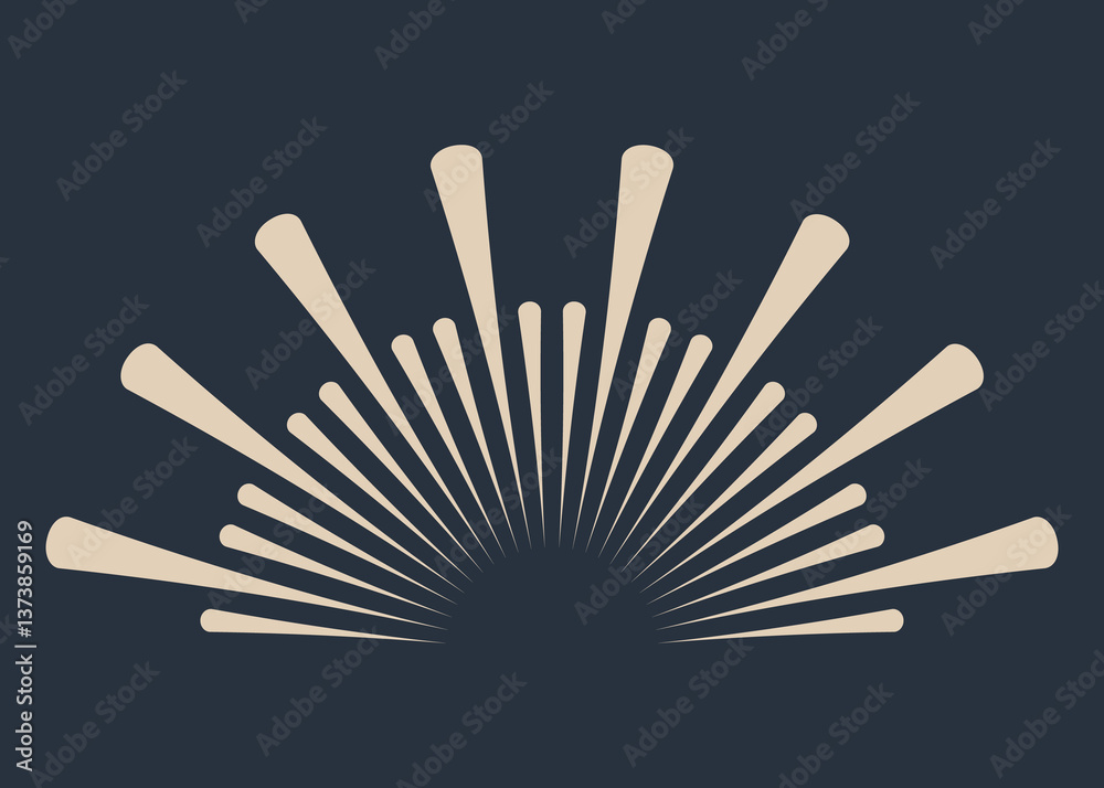 Sunburst firework explosion, bursting or light rays, linear drawing. trendy hand drawn retro isolated design element
