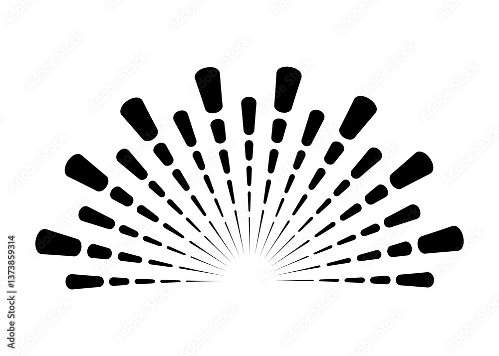 Sunburst firework explosion. Retro hand drawn sparkle. Bursting or light rays, linear drawing. trendy hand drawn retro isolated design element