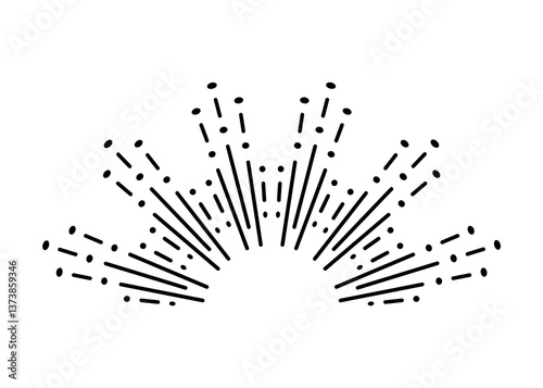 Obraz na płótnie Sunburst firework explosion. Retro hand drawn sparkle. Bursting or light rays, linear drawing. trendy hand drawn retro isolated design element w salonie