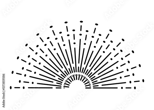 Obraz na płótnie Sunburst firework explosion. Retro hand drawn sparkle. Bursting or light rays, linear drawing. trendy hand drawn retro isolated design element w salonie