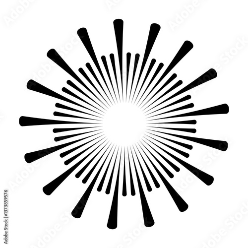 Obraz na płótnie Sunburst firework explosion, bursting or light rays, linear drawing. trendy hand drawn retro isolated design element w salonie