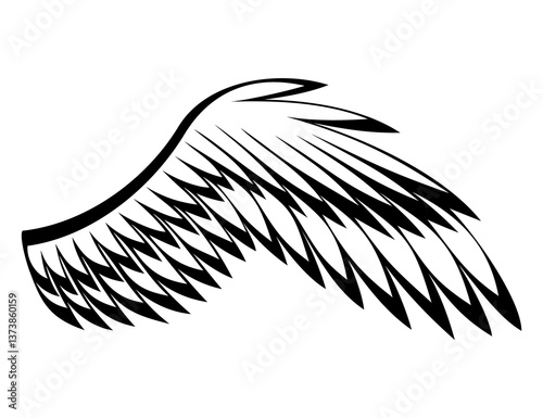 Obraz na płótnie Wings sketch. Stylized birds wings. Hand drawn contoured stiker wing in open position. design elements in coloring style w salonie