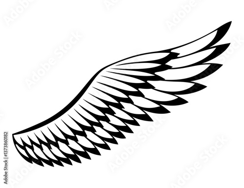Obraz na płótnie Wings sketch. Stylized birds wings. Hand drawn contoured stiker wing in open position. design elements in coloring style w salonie