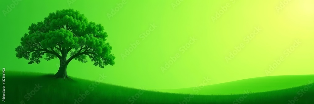 Obraz premium Abstract green environment wallpaper with tree silhouette, eco, abstract, background